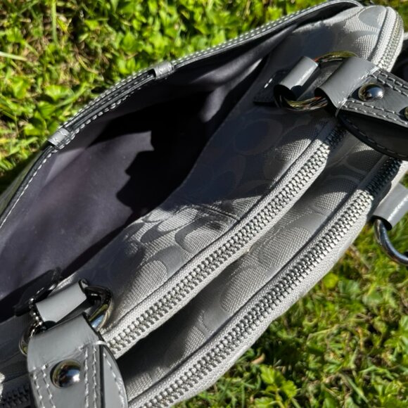 Coach Signature Canvas and Leather Shoulder Bag – Slate Gray, Silver - Picture 6 of 6